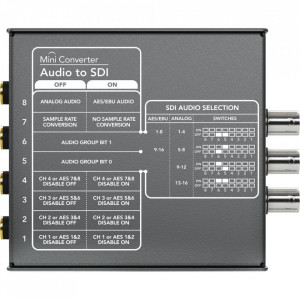 Convertor audio la SDI Blackmagic Design Mini Converter Audio to SDI cu intrari analogice jack 1/4 inch si conexiuni BNC SDI