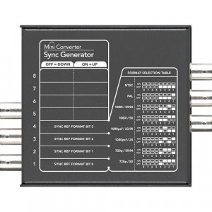 Generator de semnal de referinta video Blackmagic Design Mini Converter Sync Generator cu carcasa metalica si conexiuni BNC