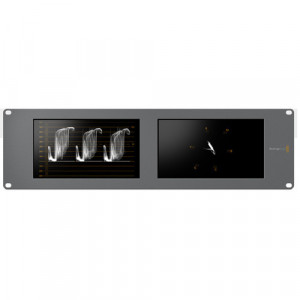 Monitor dublu de rack Blackmagic Design SmartScope Duo 4K cu afisaj waveform si conexiuni 6G-SDI pe panoul din spate