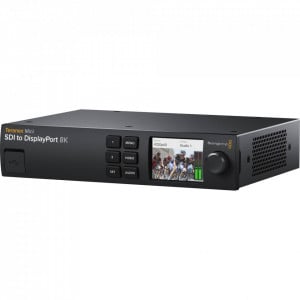 Convertor profesional Blackmagic Design Teranex Mini SDI to DisplayPort 8K HDR cu panou frontal dotat cu ecran LCD color și butoane de control