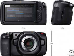 Camera cinematografica profesionala Blackmagic Pocket Cinema Camera 4K cu montura MFT si ecran tactil de 5 inch