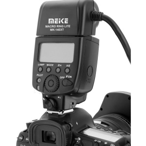 Blitz Macro Ring Meike MK-14EXT TTL pentru Nikon, i-TTL, GN 14m