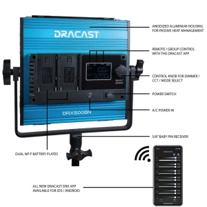 Dracast X Series LED500, Panou LED Bi-Color, 20.3 x 20.3 cm, 35W
