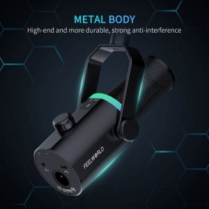Feelworld PM1-XS Negru, Microfon Dinamic Cardioid, RGB, XLR si USB-C