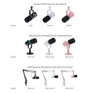 Feelworld PM1-XS-W Alb, Microfon Dinamic Cardioid, RGB, XLR si USB-C