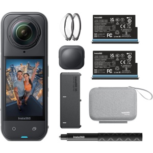 Insta360 X5 Essentials Bundle, Kit Camera de actiune 8K 360° cu Selfie Stick