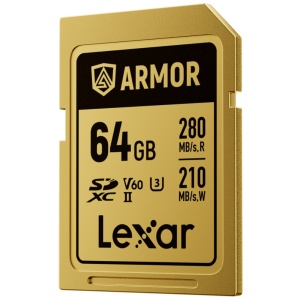 Lexar ARMOR GOLD 64GB, SDXC UHS-II, R280W205, V60, U3, IP68 - Card de Memorie