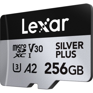 Lexar microSDXC Silver Plus 256GB, 1066x UHS-I/U3/A2/4K, R205/W150 (V30) - Card de memorie pentru 4K UHD