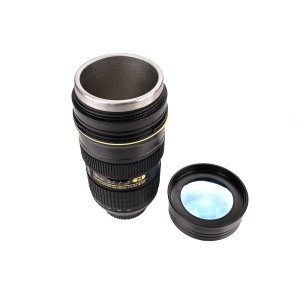 Pahar Termos în Forma Obiectivului Foto 24-70mm, Negru