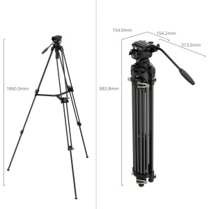 SmallRig 4686, AD-01S, Kit trepied din aluminiu, 75mm, cu cap fluid