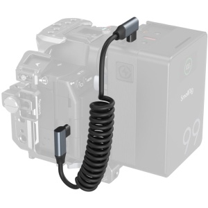 SmallRig 4793, Cablu USB-C 3.2 Gen 2x2, unghi drept la unghi drept, spiralat, 35cm