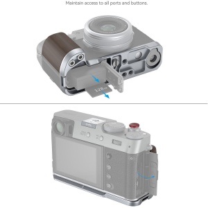 SmallRig 4804 Silver, Grip L din lemn pentru FUJIFILM X100VI si X100V