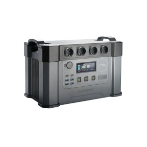 Stație de alimentare Allpowers S2000 Pro din unghi lateral stânga, cu prizele Schuko vizibile