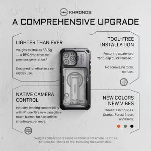 Tilta Khronos TK-IP16-PFC-L , Husa pentru iPhone 16 Pro, Black