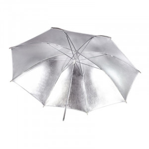 Umbrelă cu bliț de 101 cm Argintiu / Alb