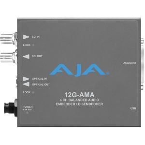 AJA 12G-AMA, Embedder/Disembedder, Balanced Audio, 12G-SDI cu Slot SFP