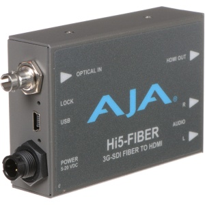 AJA Hi5-Fiber, Convertor 3G-SDI (conector ST fibra optica) la HDMI
