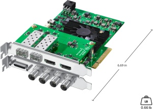 Placa de captura si redare profesionala Blackmagic Design DeckLink 4K Extreme 12G cu placa fiica HDMI mezzanine card si cablu de breakout analogic.