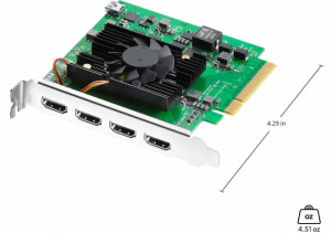 Placa de captura profesionala PCIe Blackmagic Design DeckLink Quad HDMI Recorder cu 4 porturi de intrare HDMI 2.0b si radiator cu ventilator