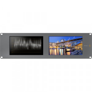 Monitor dublu de rack Blackmagic Design SmartScope Duo 4K cu afisaj waveform si conexiuni 6G-SDI pe panoul din spate