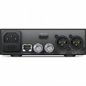 Convertor profesional Blackmagic Design Teranex Mini SDI to HDMI 12G cu conexiuni XLR si porturi SDI panou spate
