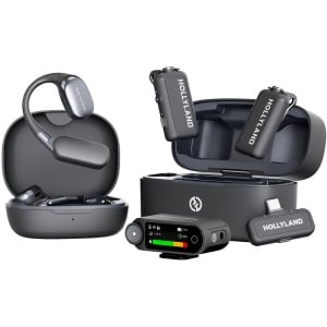 Hollyland Lark MAX 2 Ultimate Combo, Sistem microfon wireless on-camera, 2 persoane, Casti OWS