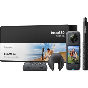 Insta360 X4 360° 8K Travel Kit, Camera de actiune cu selfiestick si baterie de rezerva