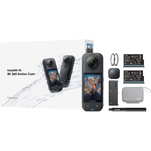 Insta360 X5 Essentials Bundle, Kit Camera de actiune 8K 360° cu Selfie Stick