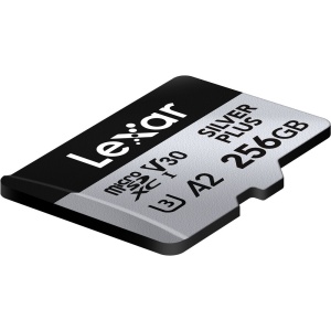 Lexar microSDXC Silver Plus 256GB, 1066x UHS-I/U3/A2/4K, R205/W150 (V30) - Card de memorie pentru 4K UHD