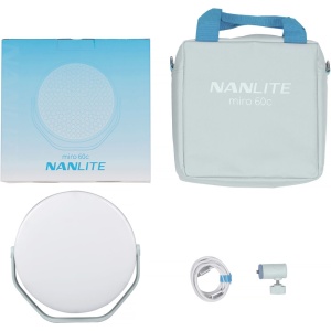 Nanlite Miro 60c Mint Blue, Panou LED RGB rotund, 9, 8382 Lux, 2700-7500K