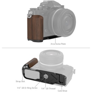 SmallRig 4802 Negru, Grip L din lemn pentru Nikon Z fc, Arca, Shoe Mount