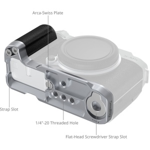 SmallRig 4875 Silver, Placa de montare L cu maner din silicon pentru FUJIFILM X-M5