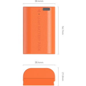 SmallRig 4968, Acumulator LP-E6NH 2400mAh reincarcabil cu USB-C, Orange