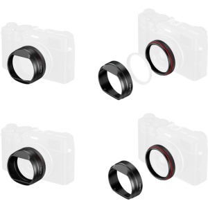 Parasolar metalic negru SmallRig 5848 cu inel adaptor montat pe camera FUJIFILM X100VI