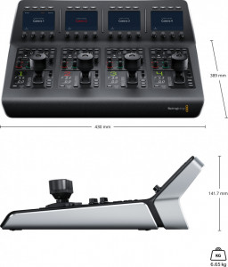 Panou de control CCU Blackmagic Design ATEM Camera Control Panel cu 4 joystick-uri pe 3 axe si ecrane LCD frontale