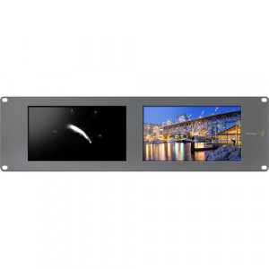 Monitor dublu de rack Blackmagic Design SmartScope Duo 4K cu afisaj waveform si conexiuni 6G-SDI pe panoul din spate