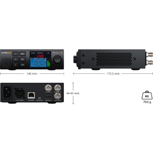 Decodor de streaming profesional Blackmagic Streaming Decoder 4K cu ecran LCD de 2.2 inch si conexiuni 12G-SDI si HDMI 2.0 pentru aplicatii broadcast.