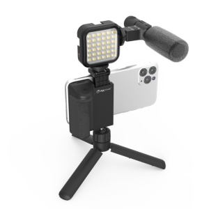 Digipower Follow Me, Kit Vlogging cu Microfon (Jack 3,5mm), Lampa LED, Grip Telefon, Telecomanda Wireless, Trepied