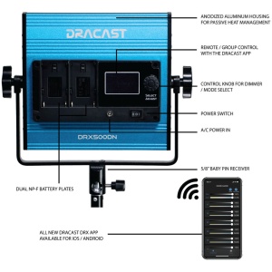 Dracast X Series LED500, Panou LED Daylight, 20.3 x 20.3 cm, 35W
