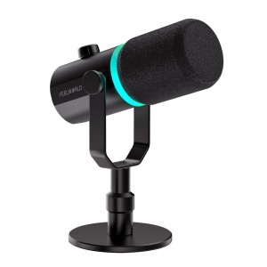 Feelworld PM1-XS Negru, Microfon Dinamic Cardioid, RGB, XLR si USB-C