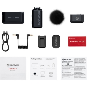 Hollyland Lark MAX 2 Solo, Sistem microfon wireless on-camera, 2.4 GHz, culoare Space Gray