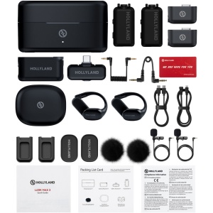 Hollyland Lark MAX 2 Ultimate Combo, Sistem microfon wireless on-camera, 2 persoane, Casti OWS