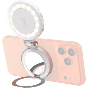 Lampa video LED SmallRig 6155 M2 alba cu fixare magnetica pentru telefon si oglinda integrata