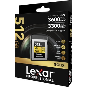 Lexar CFexpress 4.0 PRO Type B, Card de Memorie 512 GB, Gold Series R3600W3300 mbs