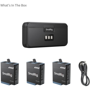 SmallRig 4565, Kit 3 baterii + Husa de incarcare pentru GoPro HERO9  HERO10  HERO11  HERO12