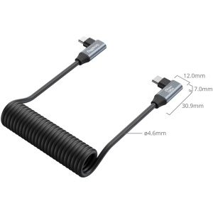 SmallRig 4793, Cablu USB-C 3.2 Gen 2x2, unghi drept la unghi drept, spiralat, 35cm