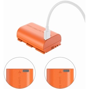 SmallRig 4968, Acumulator LP-E6NH 2400mAh reincarcabil cu USB-C, Orange