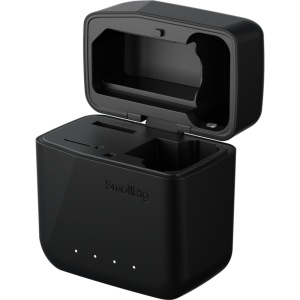 Husa de incarcare SmallRig 5204 cu baterie externa integrata pentru DJI Mic 2 deschisa prezentand compartimentele interne