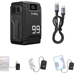 Baterie V-Mount SmallRig 5864 T99 cu porturi USB-C, D-Tap si constructie rezistenta IP54