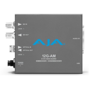 AJA 12G-AM-R, Audio Embedder/Disembedder 12G-SDI, 8-Ch AES cu LC Fiber Rx SFP